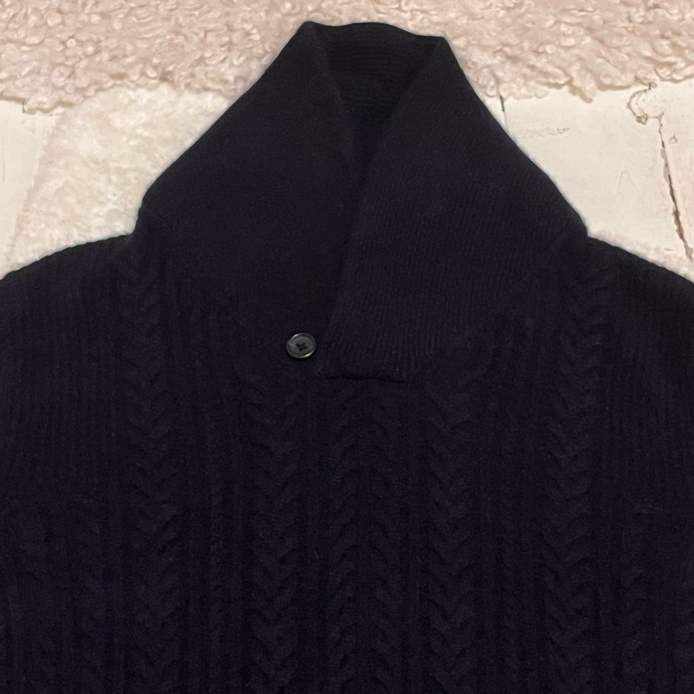 Men's Navy Cable Knit Cashmere Sweater